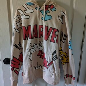 Marvel Cream and Black Graphic Hoodie